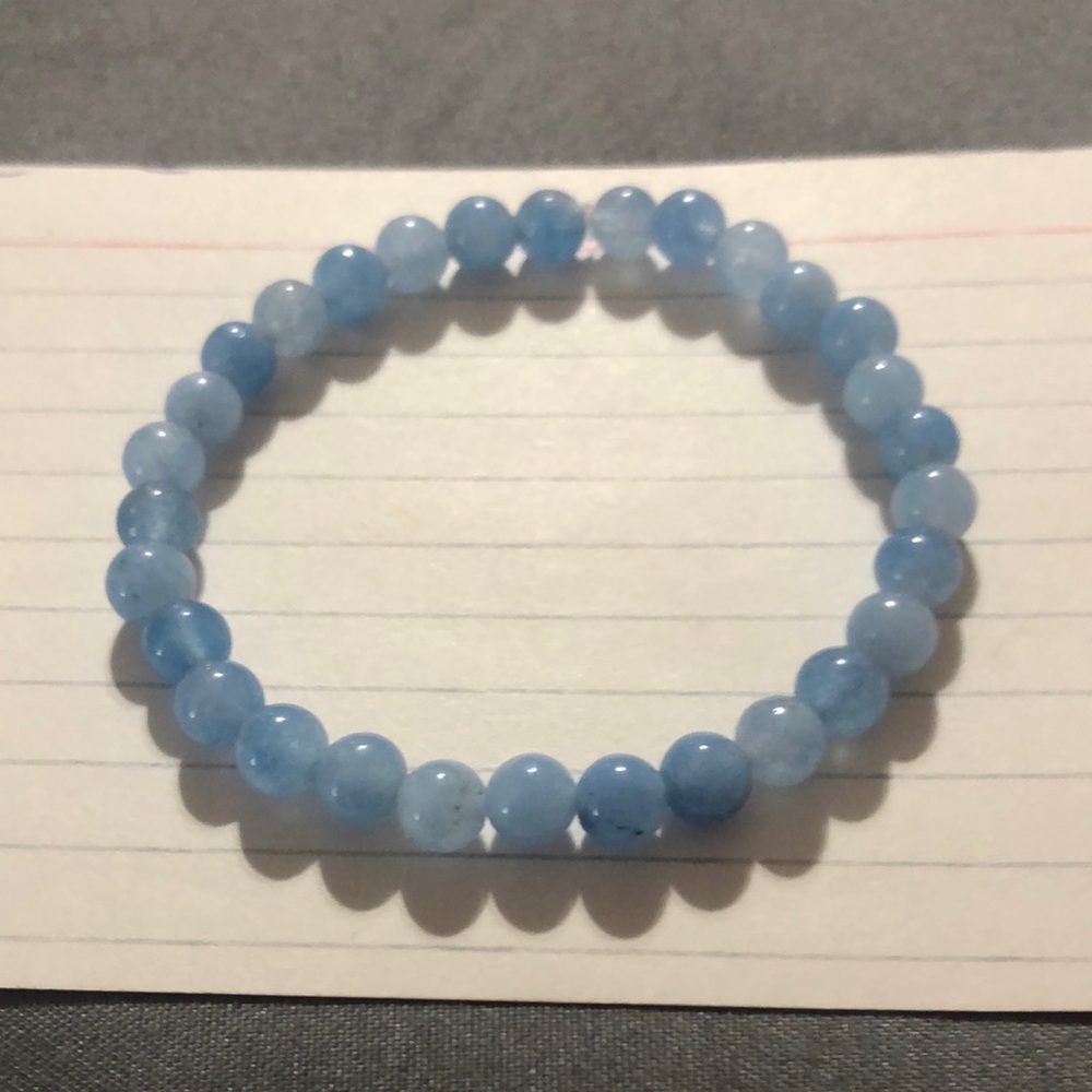 Light Blue Beaded Stretch Bracelet for Women